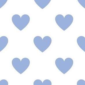 Regular sky blue hearts on white - large