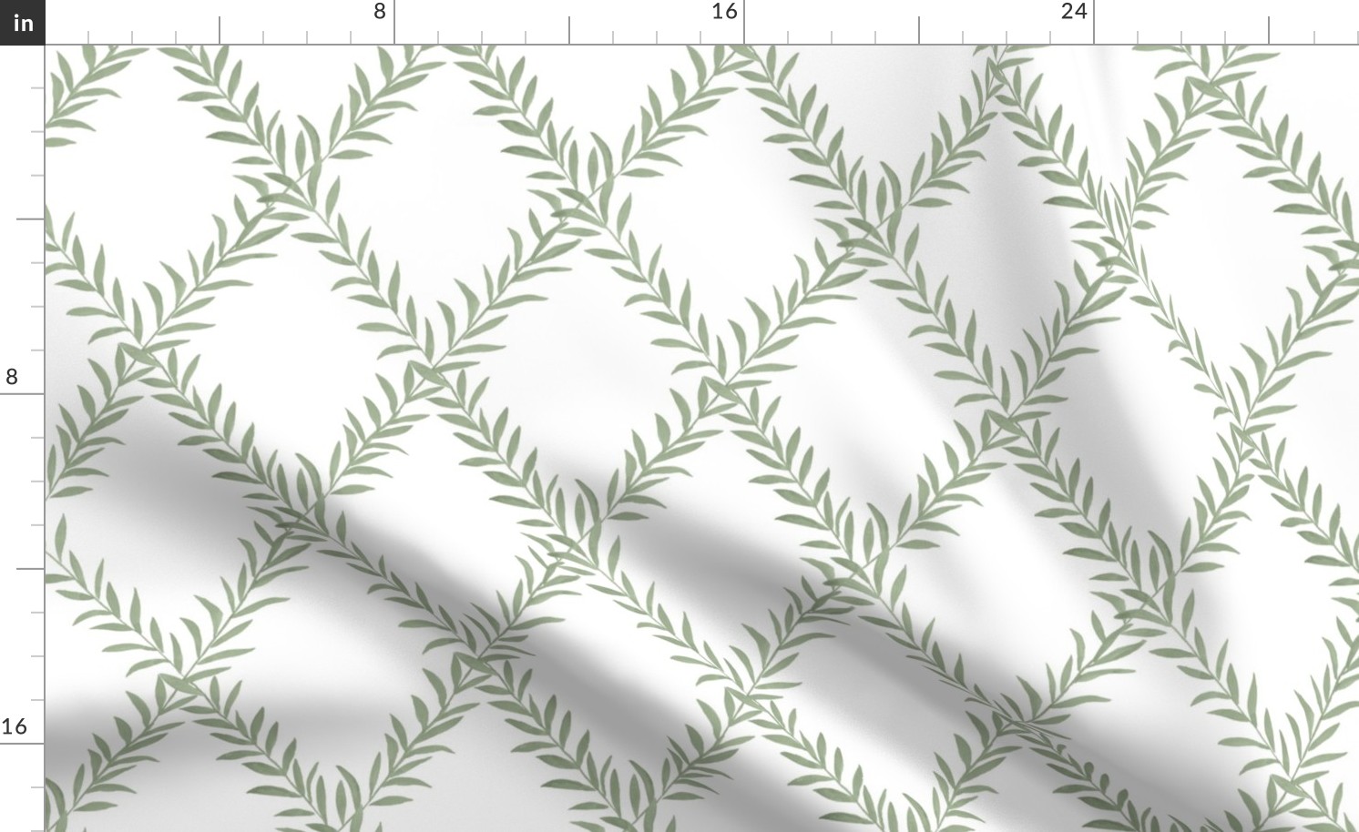 Custom KHB Erin Leafy Trellis Soft Green on White