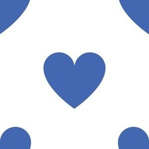 Regular royal blue hearts on white - extra large