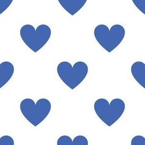 Regular royal blue hearts on white - large