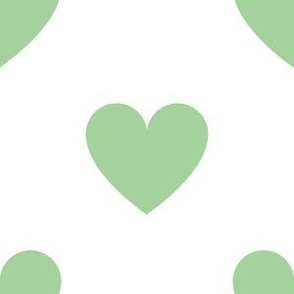 Regular green hearts on white - extra large