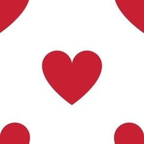 Regular red hearts on white - extra large