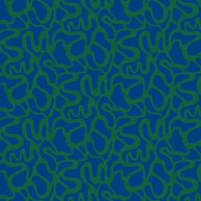 Rivers / abstract wavy lines green and royal blue small scale