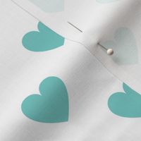 Regular turquoise hearts on white - large