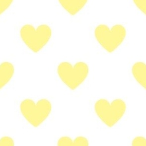 Regular yellow hearts on white - large