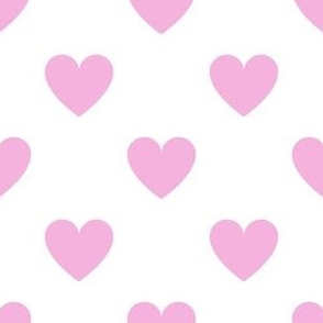 Regular pink hearts on white - large