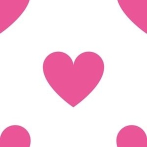Regular deep pink hearts on white - extra large