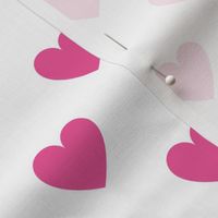 Regular deep pink hearts on white - large