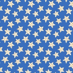 happy dotted stars - beige on blue