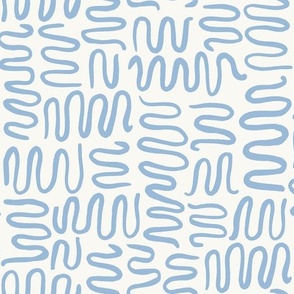 Squiggles - Classic Blue on Ivory Ground
