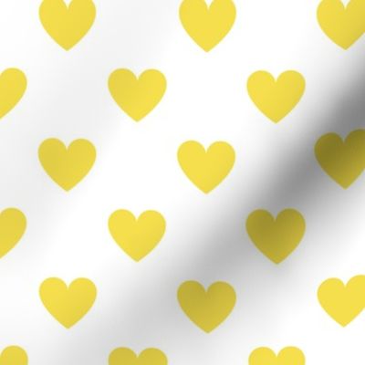 Illuminating Yellow regular hearts on white -  large