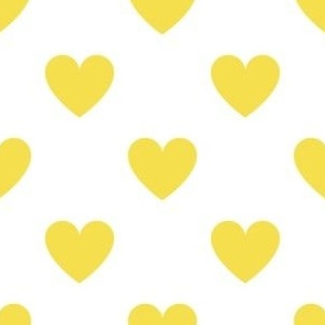 Illuminating Yellow regular hearts on white -  large