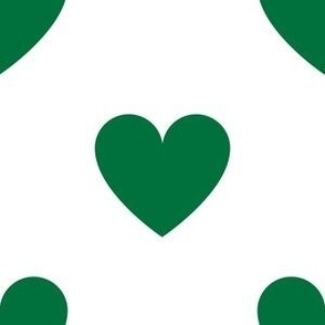 Regular deep green hearts on white - extra large