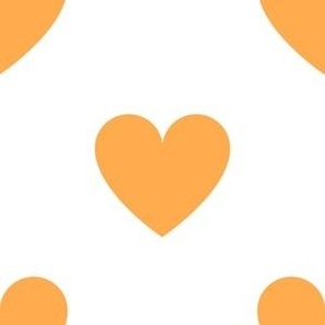 Regular orange hearts on white - extra large