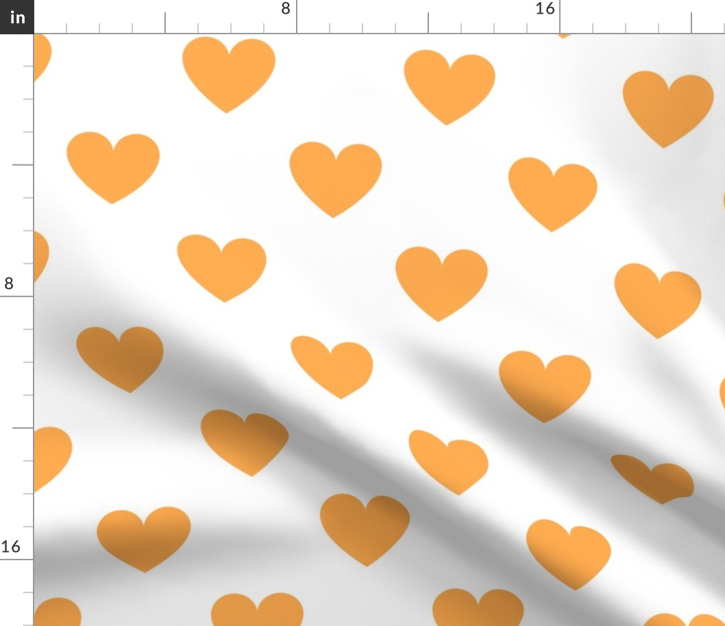 Regular orange hearts on white - extra large