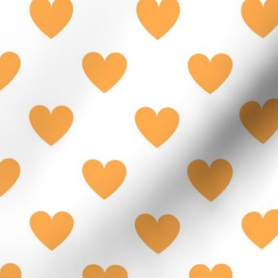 Regular orange hearts on white - large