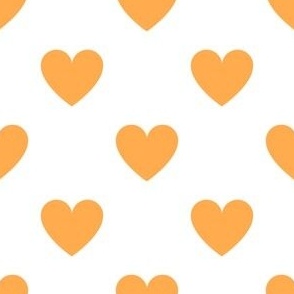 Regular orange hearts on white - large