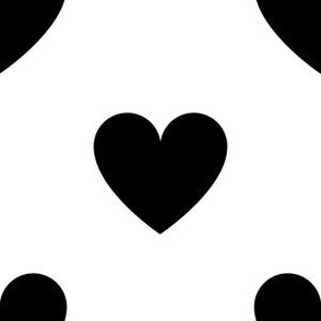 Regular black hearts on white - extra large