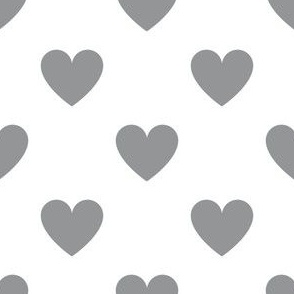 Ultimate gray regular hearts on white - large