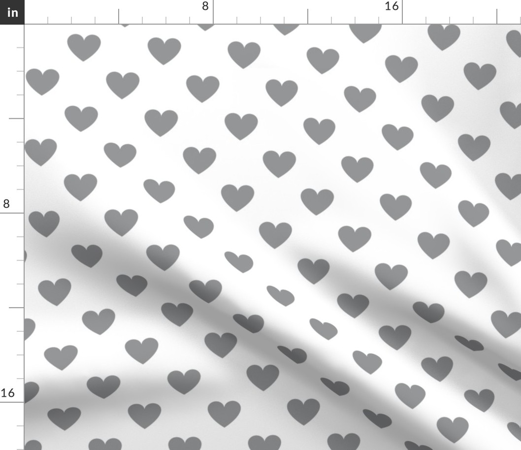 Ultimate gray regular hearts on white - large