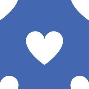 White regular hearts on royal blue - extra large