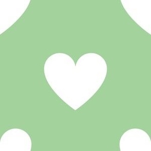 White regular hearts on green - extra large