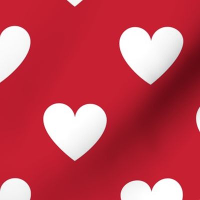 White regular hearts on red - extra large
