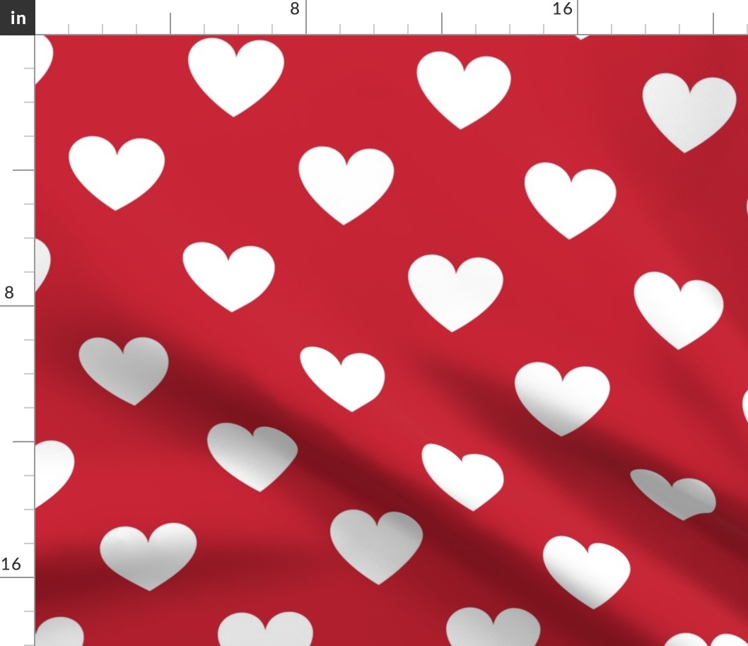 White regular hearts on red - extra large