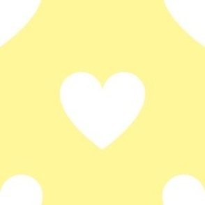 White regular hearts on yellow - extra large