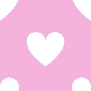 White regular hearts on pink - extra large