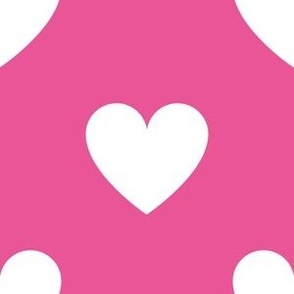 White regular hearts on deep pink - extra large