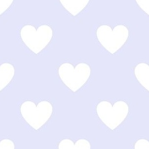 White regular hearts on digital lavender - large
