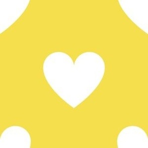 White regular hearts on illuminating yellow - extra large