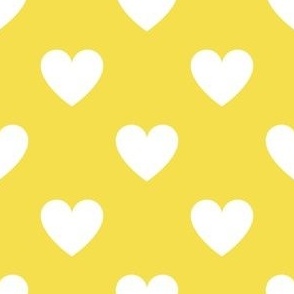 White regular hearts on illuminating yellow - large