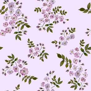 rose garden blossoms on lilac // small scale - soft lilac purple