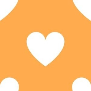White regular hearts on orange - extra large