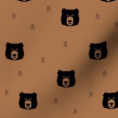 bear - geometric bear heads, cinnamon 