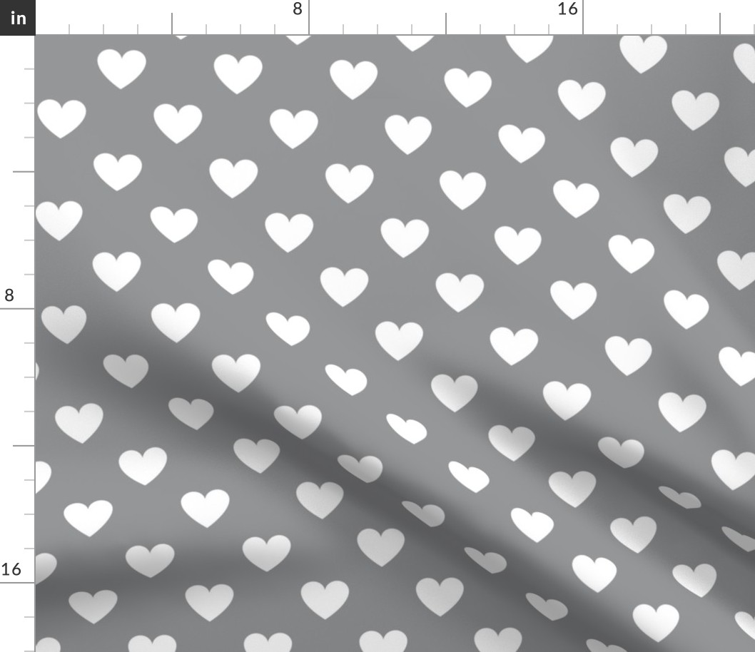 White regular hearts on Ultimate Gray - large