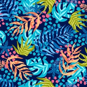 Summer Colorful Leaves - Navy
