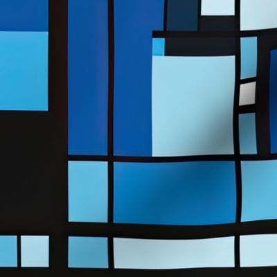 De Stijl Geometric Color Pattern in Blue