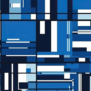 De Stijl Geometric Color Pattern in Blue
