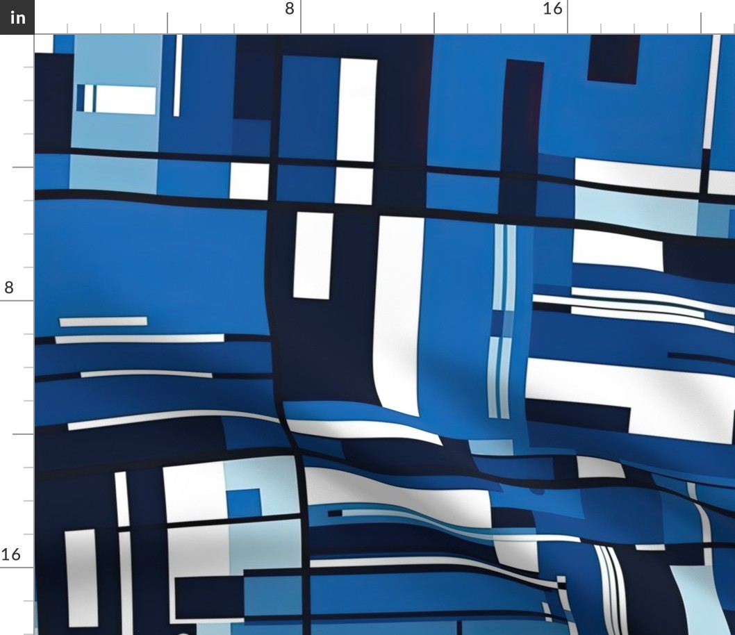 De Stijl Geometric Color Pattern in Blue