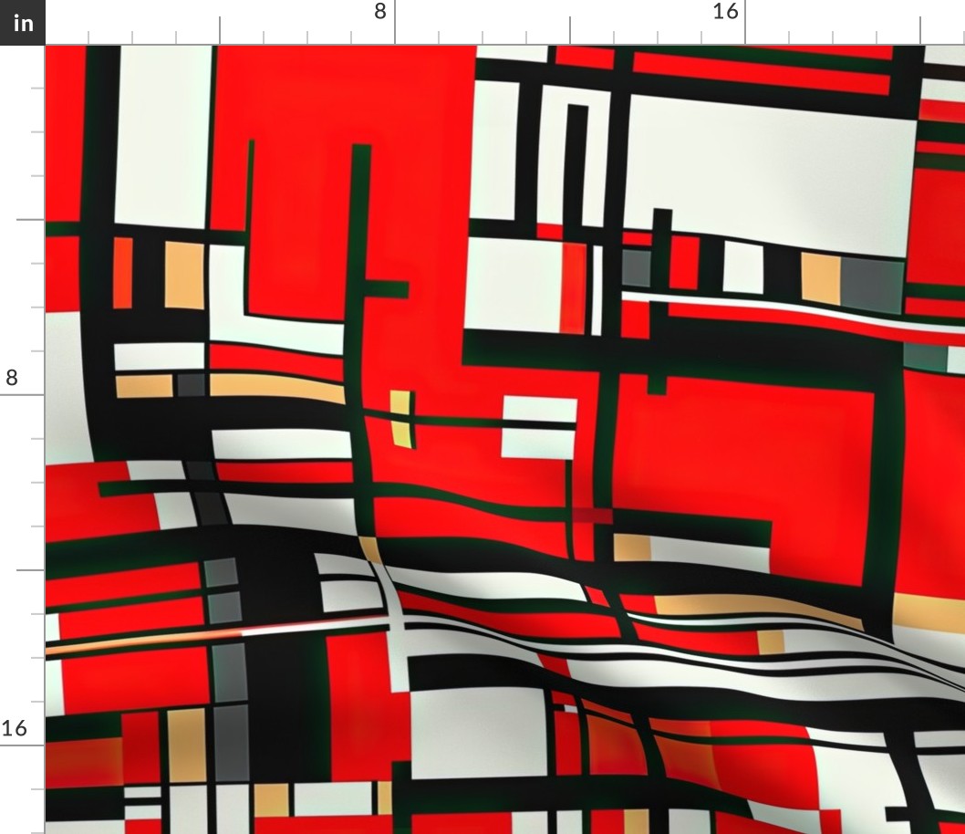 De Stijl Geometric Color Pattern in Red