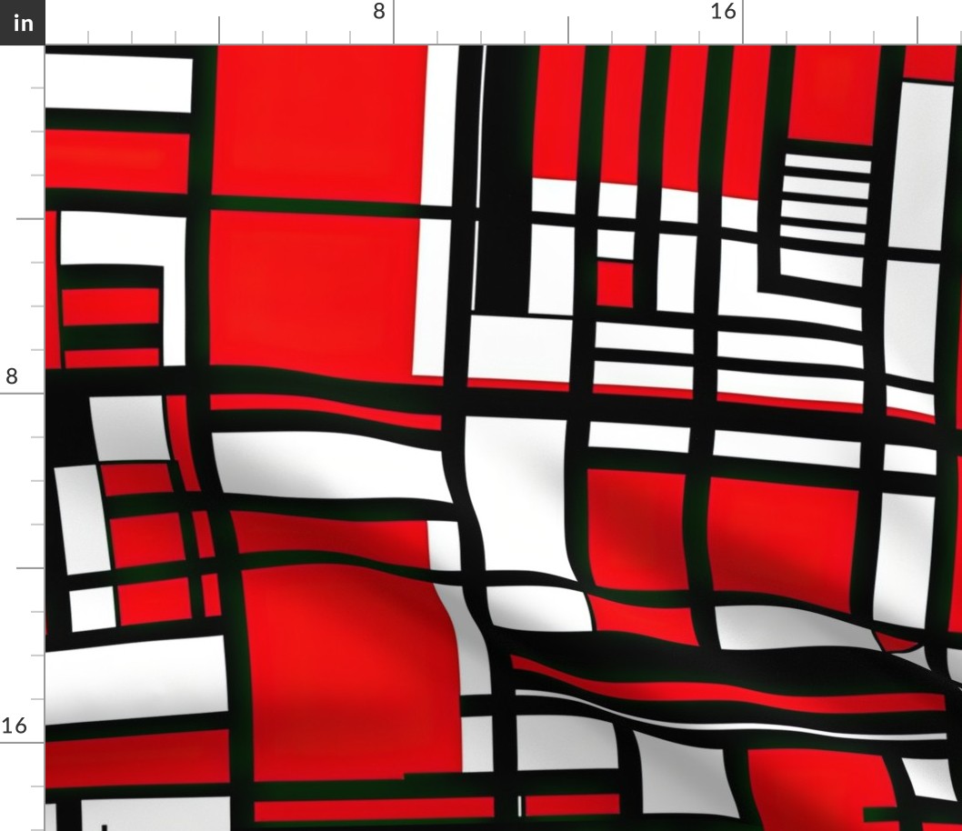 De Stijl Geometric Color Pattern in Red