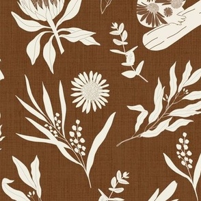 Jumbo Scale // Australiana Flora and Fauna on Russet Brown