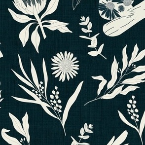 Jumbo Scale // Australiana Flora and Fauna on Navy Blue