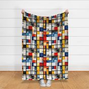 Classic De Stijl Geometric Primary Color Pattern in Watercolor