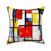 Classic De Stijl Geometric Primary Color Pattern in Watercolor