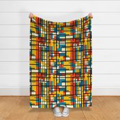 De Stijl in Geometric  Pattern in Watercolor Retro Summer Colors