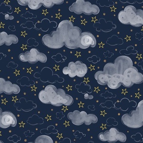 Night sky Clouds on blue